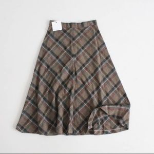 1970's vintage plaid wool-blend midi skirt